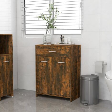 Meuble de salle de bain  Armoire de bain Chêne fumé 60x33x80 cm Bois d'ingénierie