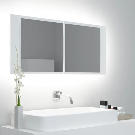 Meuble de salle de bain  Armoire de salle de bain à miroir à LED Blanc 100x12x45 cm