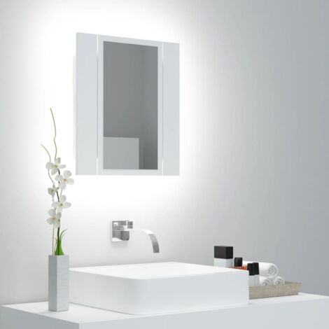 Meuble de salle de bain  Armoire de salle de bain à miroir à LED Blanc 40x12x45 cm