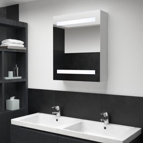 Meuble de salle de bain  Armoire de salle de bain à miroir LED 50x13,5x60 cm