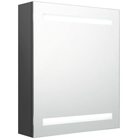 Meuble de salle de bain  Armoire de salle de bain à miroir LED Gris brillant 50x14x60 cm