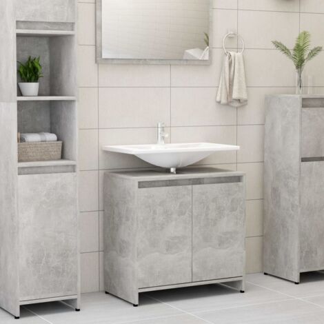 Meuble de salle de bain Armoire de salle de bain Gris béton 60x33x61 cm Aggloméré