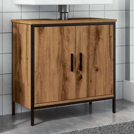 Meuble de salle de bain, Armoire lavabo, Meuble sous Vasque chêne artisanal 60x30x60 cm bois d'ingénierie FR484993 DESIGN IN