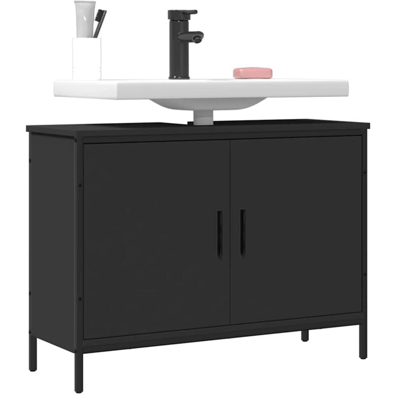 Maisonchic - Armoire de salle de bain, Meuble sous Vasque, Meuble de salle de bain noir 80x30x60 cm FR549473 design in