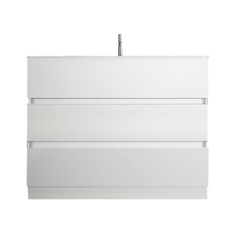 Meublorama - Meuble de salle de bain avec 1 vasque et 3 tiroirs, longueur 82cm, collection vienne. Coloris blanc brillant