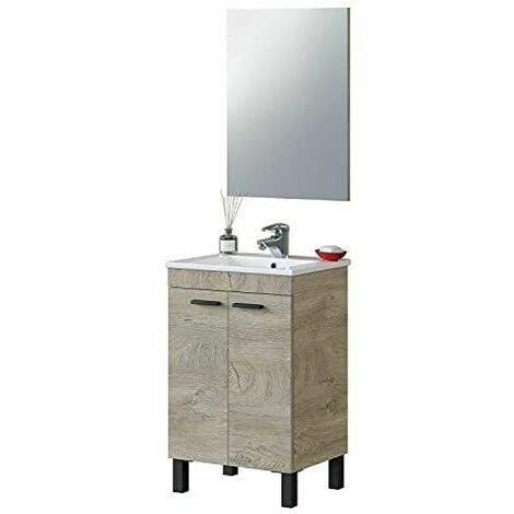 Meuble de salle de bain avec 2 portes et miroir, meuble de lavabo, Modèle PM, Finition...