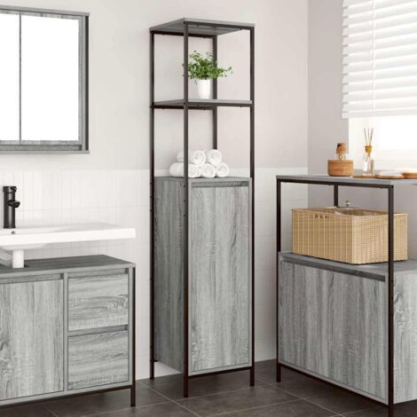 Meuble de salle de bain avec étagères-Armoire de salle de bain sonoma gris 36x35x165 cm 879164