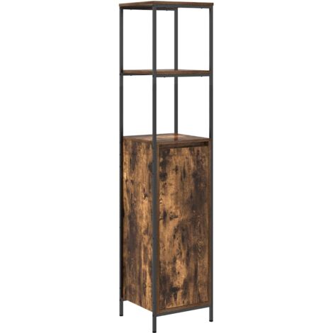 Meuble de salle de bain avec étagères chêne fumé 36x35x165 cm CFW31639