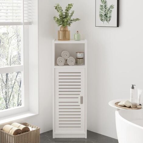 KEEPBUYING Grande porte 3 tiroirs,Meuble de Rangement avec Porte,étagère sur pied,80 x 25 x 22cm,Blanc