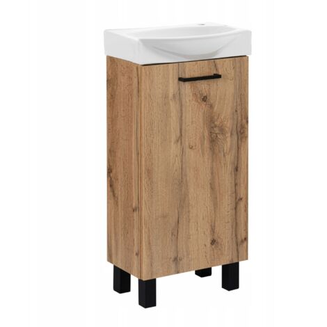 Meuble de Salle de Bain avec Lavabo - 40 cm - Chêne doré - Design moderne - Pratique et élégant