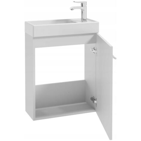 Meuble de salle de bain avec lavabo 50x70cm avec robinet et siphon blanc Small