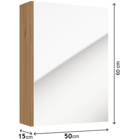 Meuble de salle de bain avec miroir 60x50x15cm suspendu étroit chêne artisanal Salsa