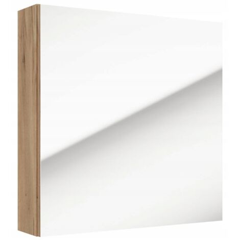Meuble de salle de bain avec miroir, suspendu, fonctionnel, 60x60 cm, chêne artisanal, Salsa