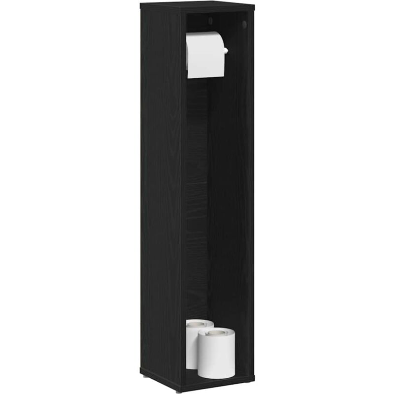 Vidaxl - Meuble de salle de bain avec porte-rouleau noir 20,5x20x90 cm