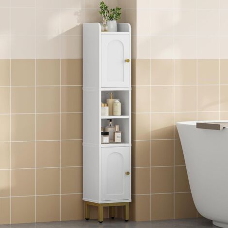 Meuble de Salle de Bain avec Portes,Étagère de Rangement sur Pied