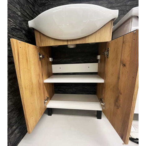 Meuble de salle de bain avec vasque, sur pied, chêne artisanal, 85x60x30 cm, Lily