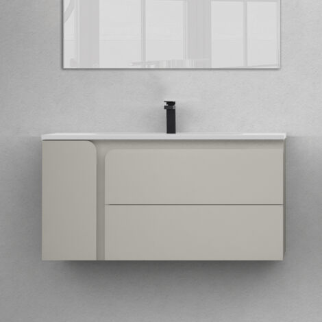 Meuble de salle de bain avec vasques rondes ALBA et miroir Led STAM - 120cm
