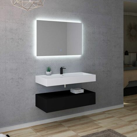 Meuble de salle de bain AVELLINO 1000N - Noir & Blanc