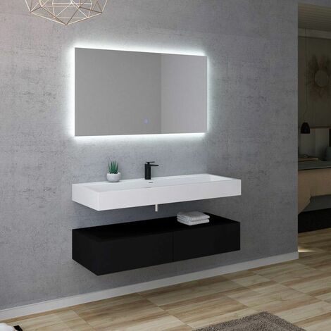 Meuble de salle de bain AVELLINO-1200N - Noir & Blanc