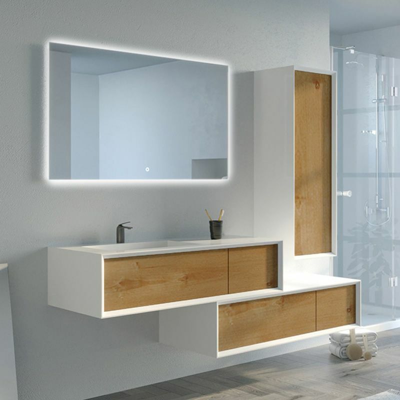 Distribain - Meuble de salle de bain Avigliano 1200 Bois naturel et blanc