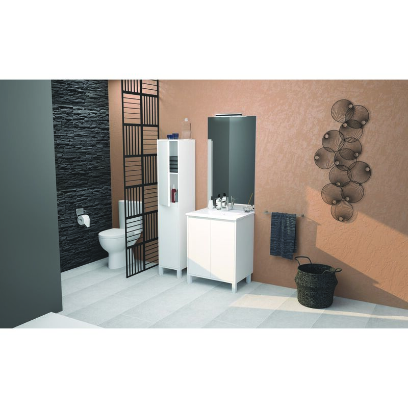 Meuble Salle de Bain belis - a poser - Miroir Affleurant - 60cm Finition Blanc