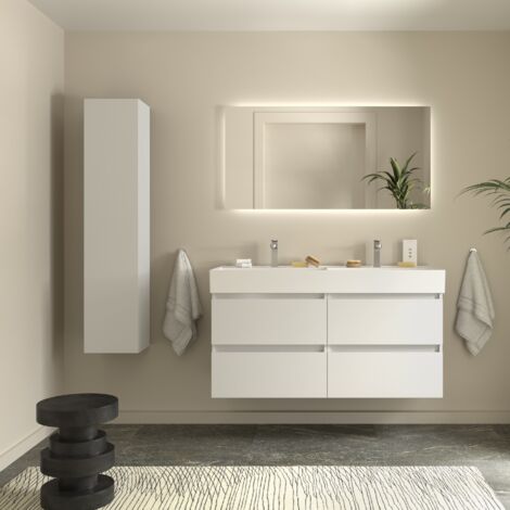 Meuble de salle de bain BEQUIA 120cm Blanc mat Vasque Porcelaine
