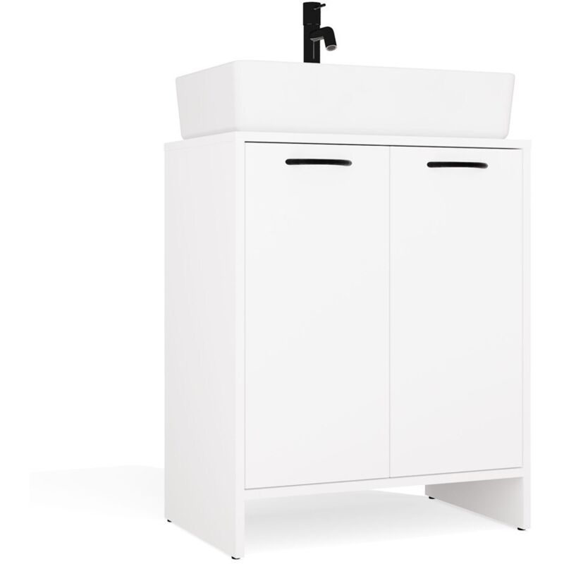 NINA - Meuble de salle de bain sous lavabo 2 portes - Blanc
