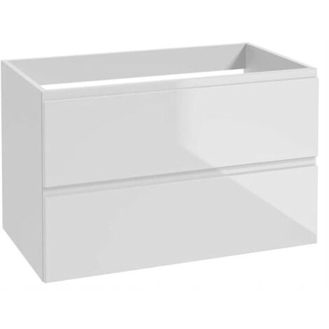 Meuble de salle de bain, blanc, 60x50, suspendu, avec plan de toilette pour lavabo, commode Modus