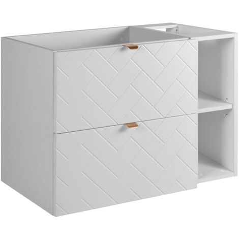 Meuble de salle de bain, Blanc Mat, 80 × 57 × 46 cm, poignées dorées