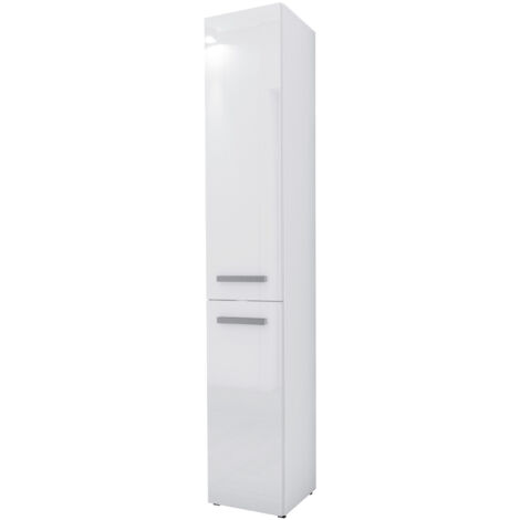 Meuble de salle de bain, Blanc Mat / Blanc Brillant, 30 × 174 × 30 cm