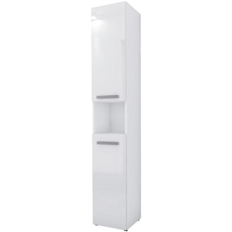 Meuble de salle de bain, Blanc Mat / Blanc Brillant, 30 × 174 × 30 cm