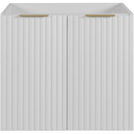 Meuble de salle de bain, Blanc + poignée dorée, 60 × 57 × 46 cm