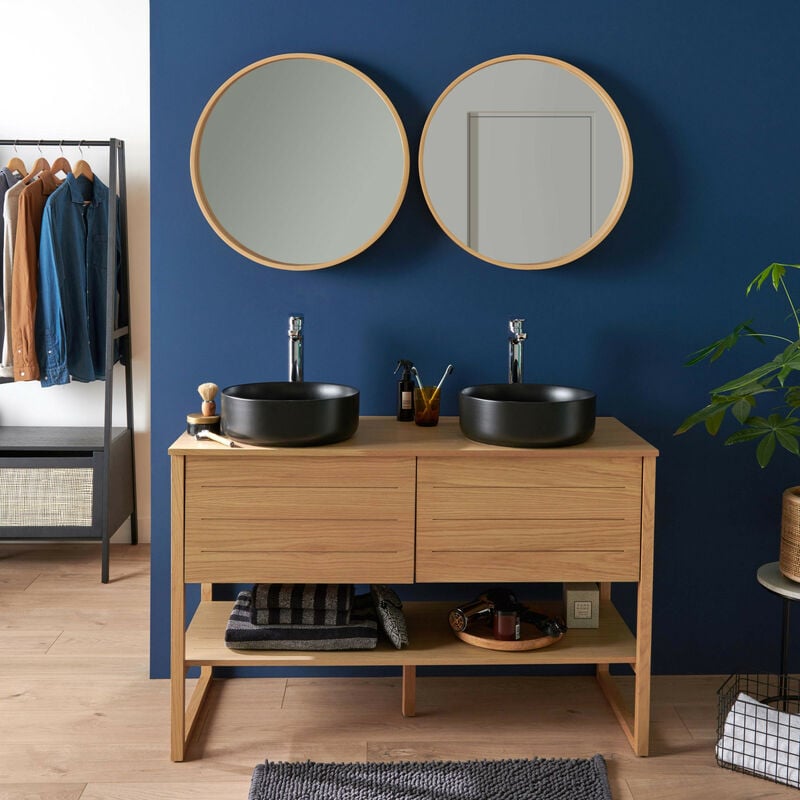 Mob-in - Meuble sous vasque atoll 120cm + vasque noire + miroir