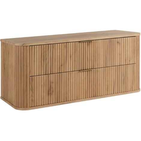 Meuble de salle de bain, Chêne Craft, poignée dorée, 41,5 × 120 × 51,7 cm