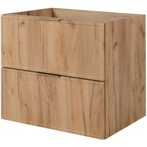 Meuble de salle de bain, Chêne Craft, poignée dorée, 46 × 60 × 57 cm