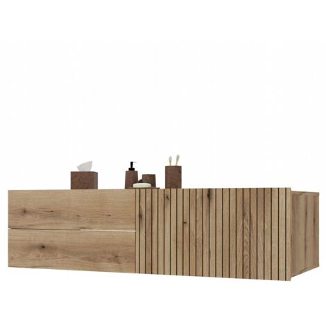 Meuble de salle de bain, chêne Evoke, 140 × 37,5 × 53 cm