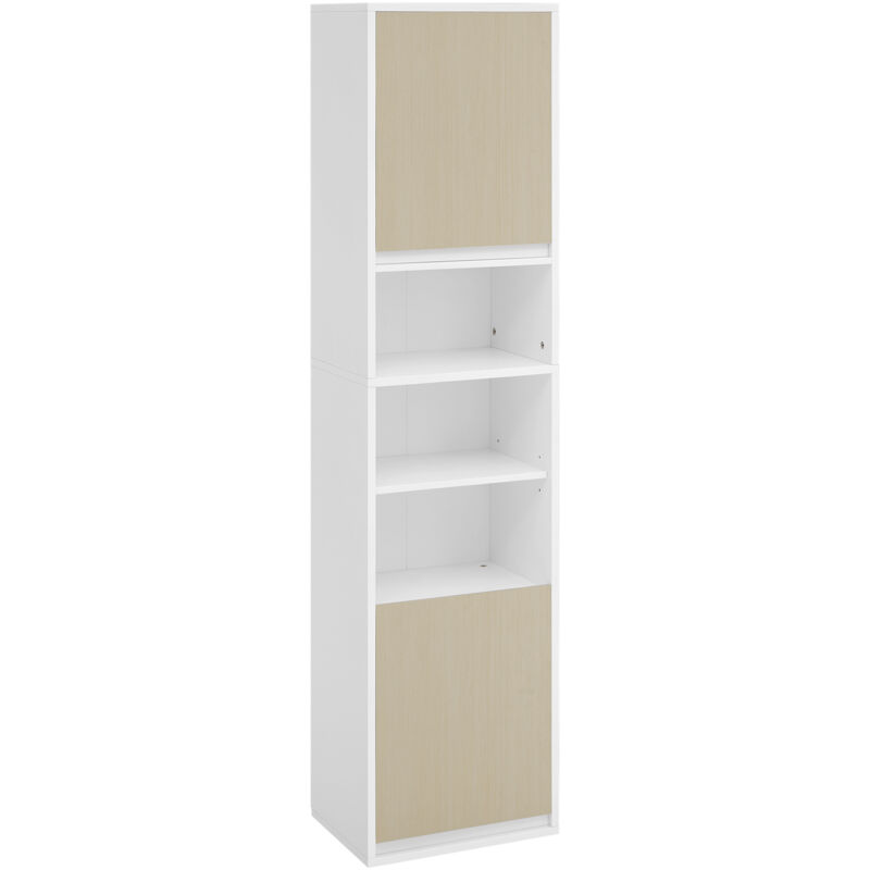 Meuble de Salle de Bain, Colonne de Rangement Murale, Portes avec Sens d'Ouverture Réglable, 7 Compartiments, 3 Étagères Réglables, 30 x 40 x 160 cm,