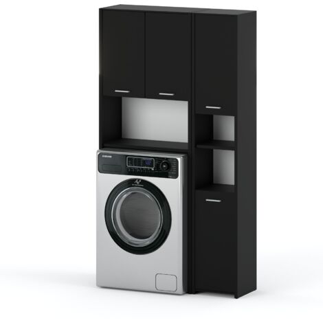 Meuble de Salle de Bain - Colonne Noire - Pratique et Élégant - Gain de Place