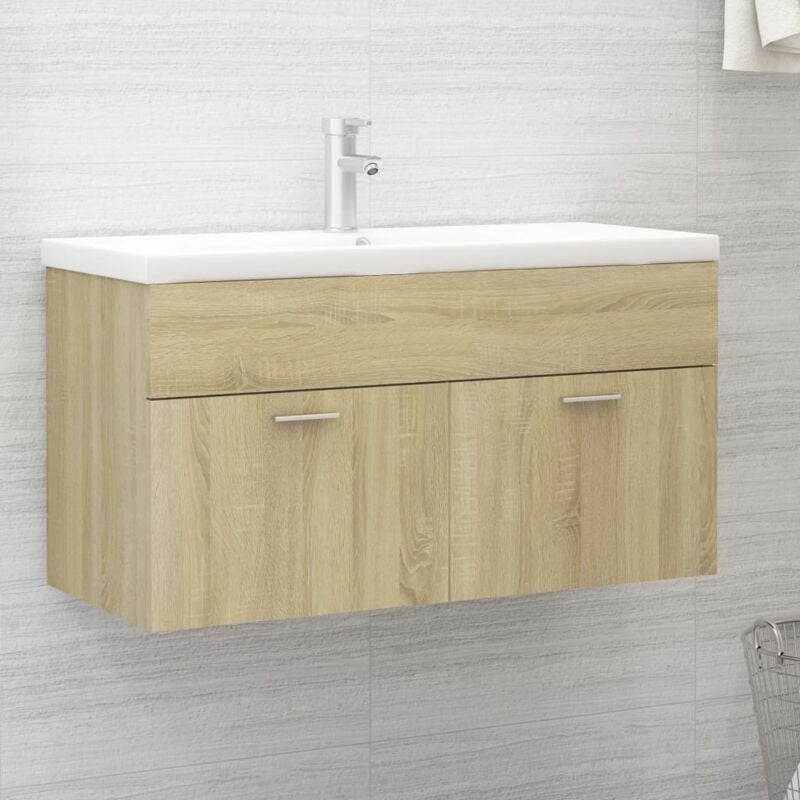 Maison Chic - Meuble de salle de bain Contemporain - Meuble sous vasque - Chêne sonoma 90x38,5x46 cm Aggloméré Chic-853088