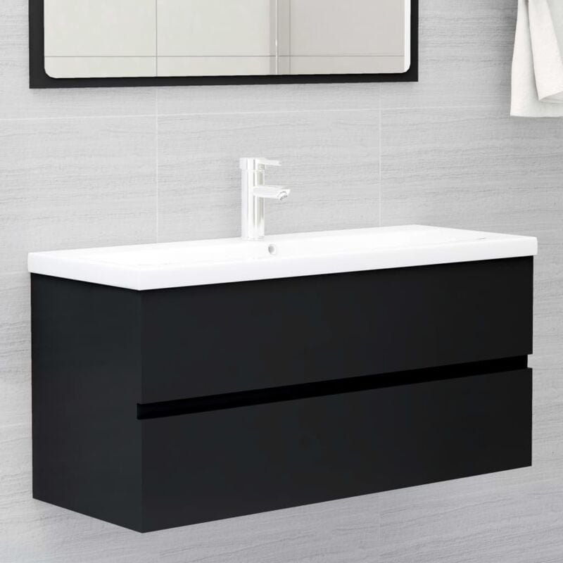 Maison Chic - Meuble de salle de bain Contemporain - Meuble sous vasque - Noir 100x38,5x45 cm Aggloméré Chic-655839
