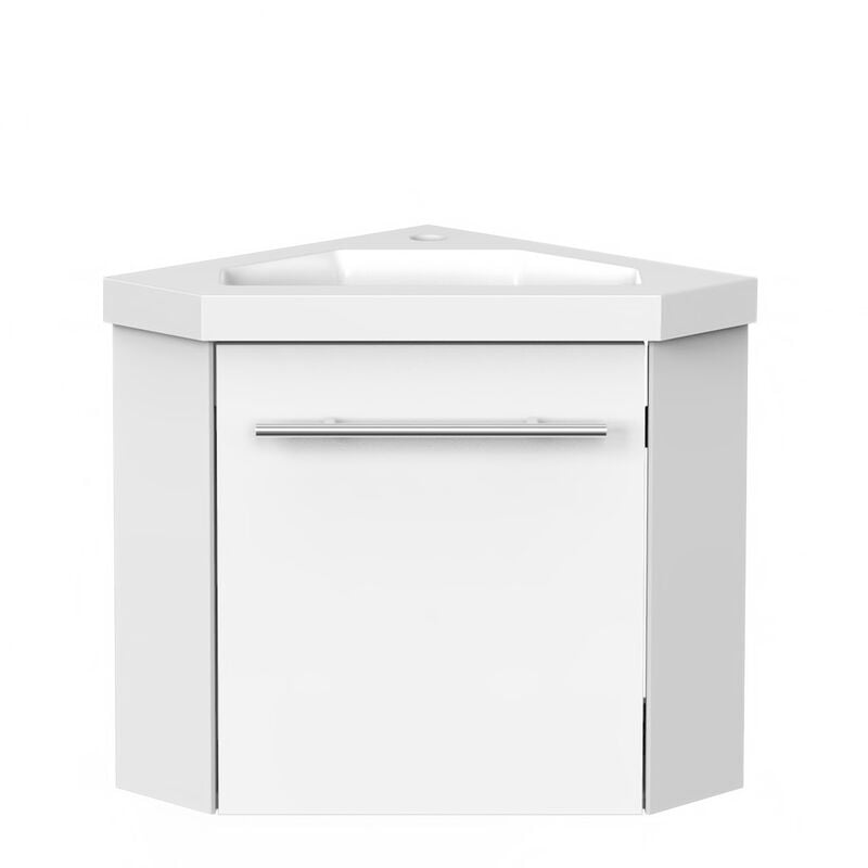 Meuble de Salle de Bain d'Angle Gain de Place - Lave Main - Blanc Crème - 40x40 cm