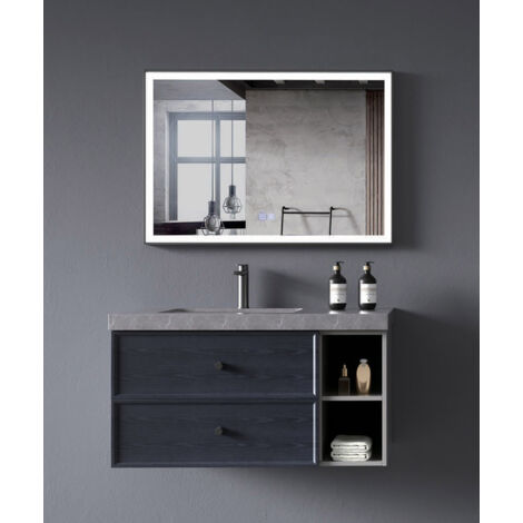 Meuble de salle de bain design suspendu Bleu & Gris - 90 cm