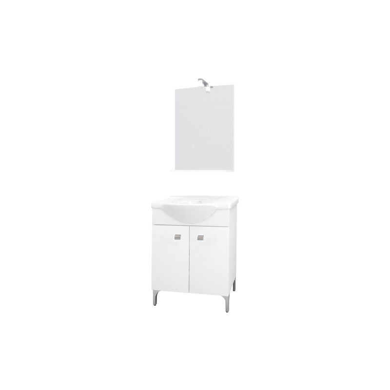 Meuble de salle de bain Desy base 57cm + miroir + vasque inte'gre'e meuble de salle de bain