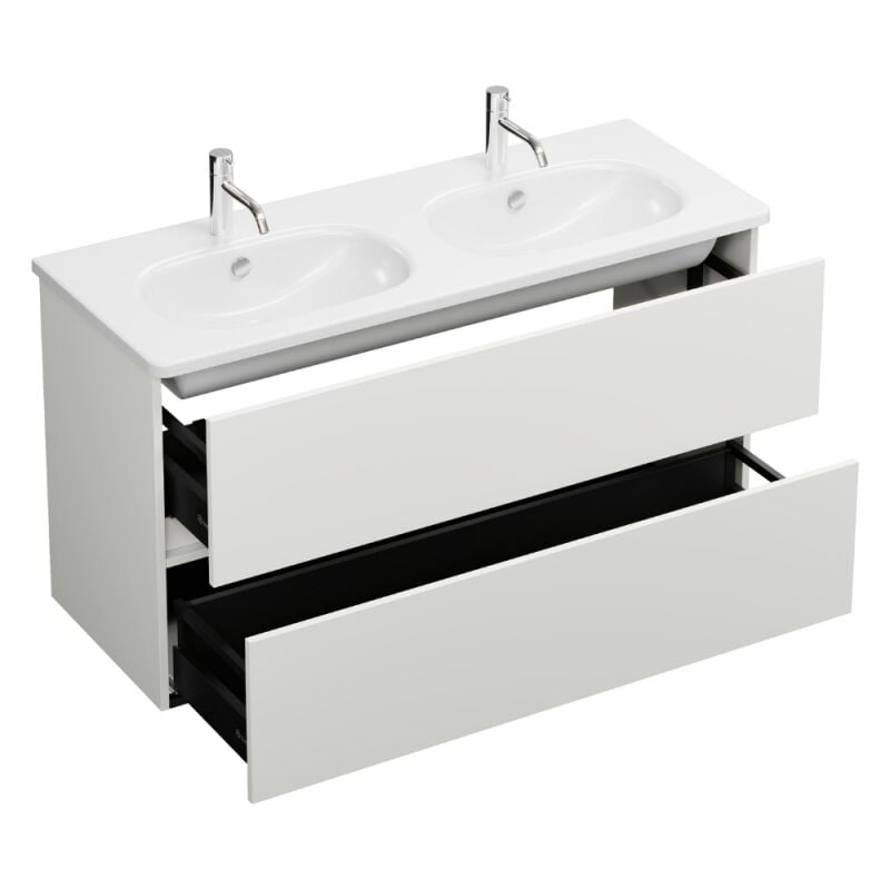 Burgbad - Meuble de salle de bain double vasque 120 cm blanc mat Joline