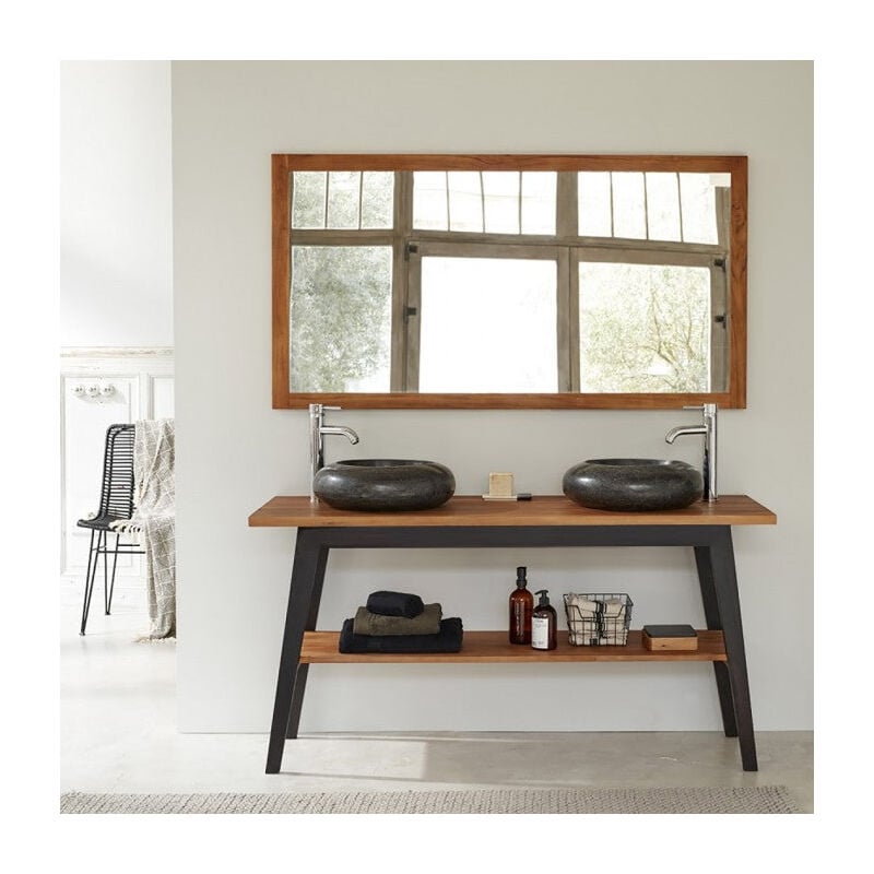 Meuble de salle de bain en teck massif 150 cm