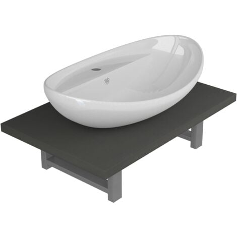 Meuble de salle de bain en deux pièces Céramique Gris vidaXL