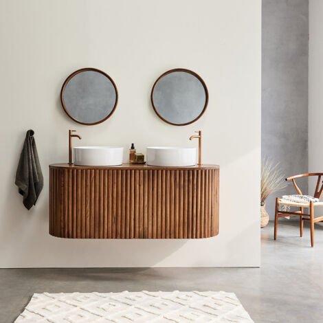 Meuble de salle de bain en mindi massif 140 cm
