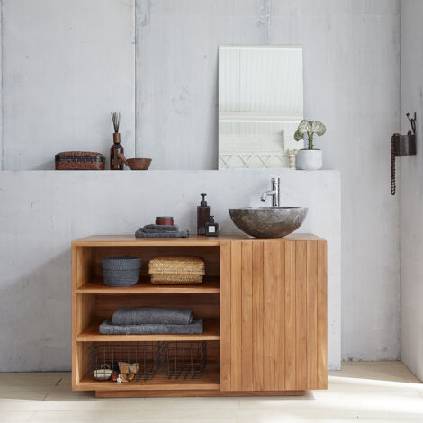 Meuble de salle de bain en teck massif 120 cm