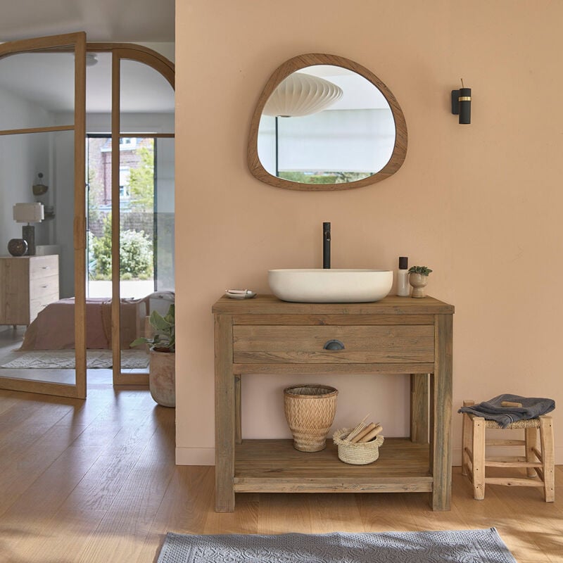 Berah Getah - Meuble de salle de bain en teck massif recyclé massif 90 cm