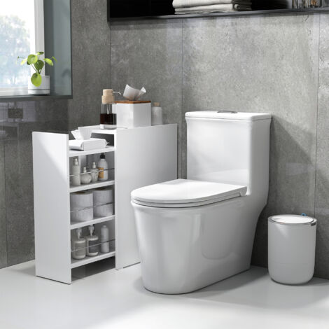 Meuble de salle de bain étroit,  47 x 25 x 66 cm, avec 3 tiroirs, meuble de rangement sur roulettes, gain de place, idéal pour salon, salle de bain, Blanc
